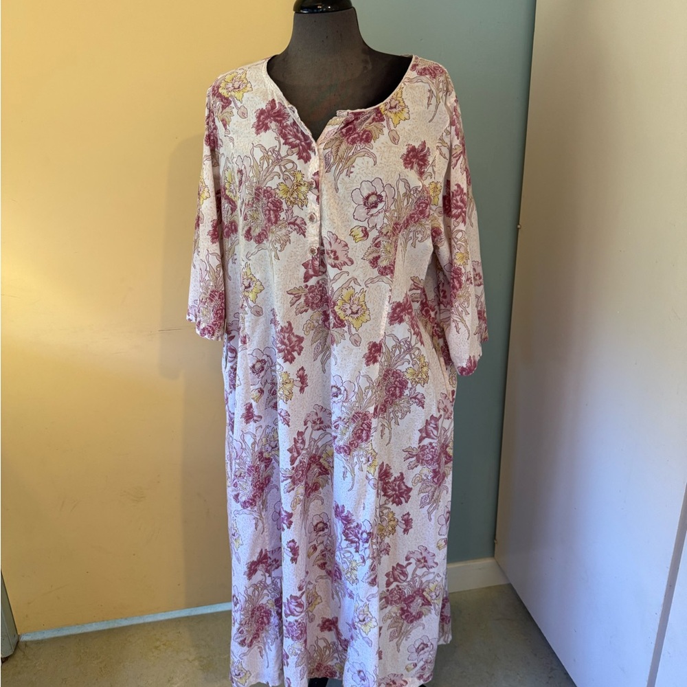 April Cornell Floral Nightgown - Pink and Yellow
